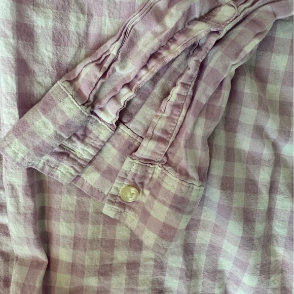 Old Navy Maternity Pink/ purple Gingham Button Down Shirt Plaid shirt–Size Large - Picture 8 of 11